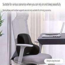 1 pezzo Set cuscino di supporto lombare ergonomico per sedia da ufficio, schienale e seduta in memory foam, rivestimento in poliestere morbido, design confortevole per il sollievo, ideale per uso domestico e in ufficio, lavabile a mano, disponibile in nero e grigio