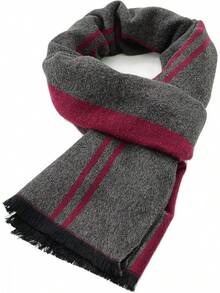 Bufanda larga suave de invierno para hombres de American , bufanda de cuadros con borlas para hombres, bufandas clásicas suaves - Rojo - Ver 18