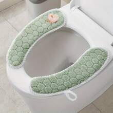 1 Pair Toilet Seat Covers With Hexagon Pattern - Soft Cushioned Non-Slip Bathroom Pads, Washable All-Season Comfort For Home Toilet Seat Protection, Hygiene Enhancement, Playful Design, Secure Fit For Elderly, Kids, Adults, Waterproof, Durable, Modern, Decorative, Spill-Proof, Easy To Clean, Non-Adhesive Grips, Toilet Seat Liner, Bath Mat