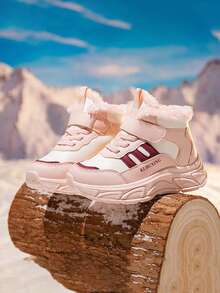 Children's Sports Shoes With Fuzzy Warm Lining, Comfortable And Non Slip Girls' Shoes, Popular In Winter 2025 With Fuzzy Lining For Sports Shoes