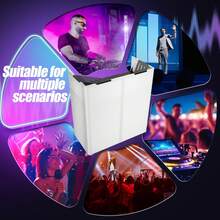 DJ Table Stand Portable Booth, Foldable DJ Stand Booth, Heavy-Duty Adjustable Height DJ Facade Booth, Easy To Assemble, Stylish, Convenient To Store And Transpor - Black - View 7