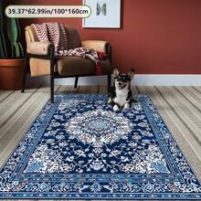 Blue Exotic Floral Pattern Area Rug - 200.0cm X 3.0 Meters, Non-Slip Backing, Machine Washable, 800 GSM, Elegant Decorative Rug For Living Room, Bedroom, Kitchen, Etc., Living Room Carpet - 彩色 - 查看 4