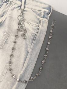 Retro Dice Skull Pants Chain Man Ma'am One's Waist Black Gun Plated Metal Luxurious Ghost Head Three Pieces Accessories Y2k Key Chain