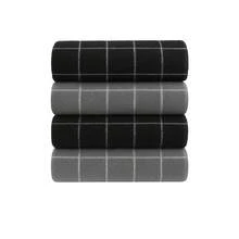 Kit/Set Of 4 Large Geometric 100% Premium Cotton Terry Cloth Dishcloths, 2 Silver And 2 Black - 2 Bạc 2 Đen - Xem 1