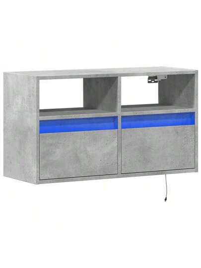 VidaXL TV Wand Unit LED Lighting 80x31x45 Cm Concrete Grijs view 3