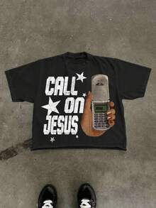 Y2k, Graphic Shirt Men's Summer Short Sleeved Cotton Comfortable Breathable Outdoor Street Round Neck T-Shirt, High Quality Fashion Brand, Surprise Gift For Family And Friends