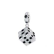 Silver Plated Charms Hollow Heart To Heart Purple Zirconia Lotus Mother And Daughter Embrace Stars Moon Cross Rubik Cube Colorful Zirconia Rubik Cube Hollow Heart Beads Cute And Colorful Heart-Shaped Puzzle Design Series Beads Charm Fit Original Bracelet Charm Beads Necklace Diy Female Jewelry