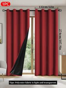 1pc Blackout Curtain Panel With Thermal Insulated Lining, Suitable For Living Room, Bedroom, Kitchen, Bathroom, Home Decor, Room Decor - Red - View 12