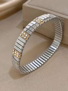 1 buc minimalist elastic bandă curea de ceas brățară pentru femei stras stivuibil brățară din oțel inoxidabil pentru bijuterii de petrecere zilnică Halloween cadouri de Crăciun