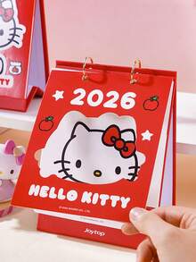 Sanrio Carino Calendario da scrivania Sanrio Hello Kitty 2026 (Calendario: Ottobre 2025-Dicembre 2026) Memo per studenti, ornamento da scrivania a cartoni animati, piccolo calendario da scrivania.