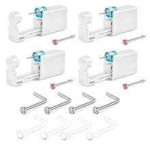 AVYRING 12 件鼻环套装穿孔枪内置鼻钉透明鼻钉无痛自穿孔套装带 20G 鼻环鼻钉一次性穿孔枪适用于家庭鼻环