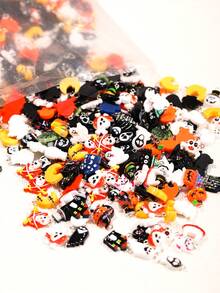 50/100/150/200pcs Halloween Themed Random Resin Accessory Set, Creative Cute Cartoon DIY Decorations, Various Colors, Styles And Designs, More Quantity More Variety, Can Be Used As Keychains, Necklaces, Bracelets, Dust Plugs And Other Pendant Decorations, Great Small Gift