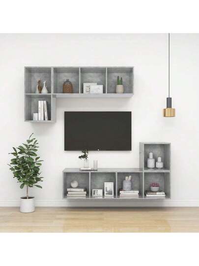 VidaXL TV Wand Unit 37x37x142.5 Cm Finished Wood Concrete Grijs view 8