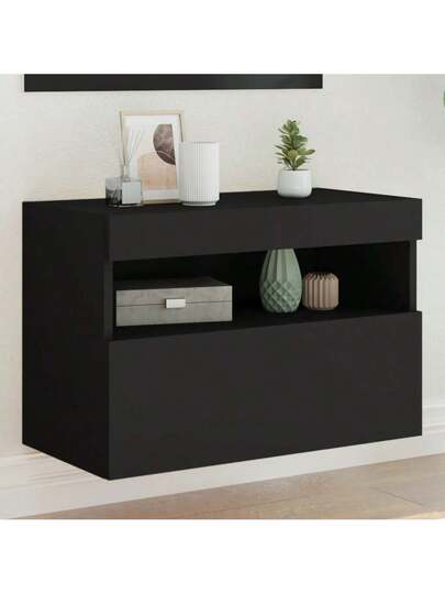 VidaXL TV Wand Unit LED Lighting 60x30x40 Cm Zwart