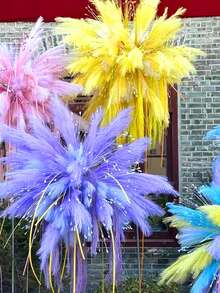 Żywa sztuczna trawa pawia – czerwona, niebieska i żółta, sztuczna dekoracja kwiatowa do wnętrz i na zewnątrz, idealna na spotkania domowe, dekoracja stołu i ogrodu, do użytku przez cały rok, dekoracja ogrodu | Żywa sztuczna trawa | Realistyczny wygląd rośliny, sztuczne kwiaty do ogrodu