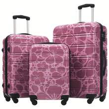 MERAX Hardshell Luggage Sets 3 Pcs Spinner Suitcase With TSA Lock Lightweight-20"+24"+28" Luggages,Pink Purple - Hồng Tím - Xem 4