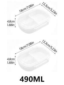 1pc/2pcs Transparent Sealed Food Storage Container With Lid, Compartment Bento Lunch Box, Fridge Storage, Kitchen Organization, Portable Outdoor Thermal Bento Box, Suitable For Home, Office, Picnic, School, Dorm, Festive Gatherings, Holiday Gifts