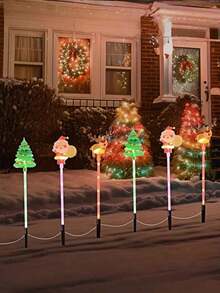 6pcs Solar Powered Christmas Garden Stake Lights - Solar Santa Claus, Snowman And Christmas Tree Design, 8 Lighting Modes, Indoor And Outdoor Garden Path Lights, Suitable For Christmas Walkway, Patio, Lawn, Path, Garden, Yard, Holiday Winter Decor, With Auto On/Off Light Sensor, Creative Decoration For Lawn And Yard, Perfect For Christmas!Christmas Decoration XMAS Decor Christmas Tree Gift Decor Thanksgiving Wedding Home Decor Home Decor Fall Decor Autumn Decor Birthday Decorations For Gifts Party Supplies Indoor Outdoor Garden Holiday Festival Decor Halloween Decor Wall Decor Halloween Ornaments
