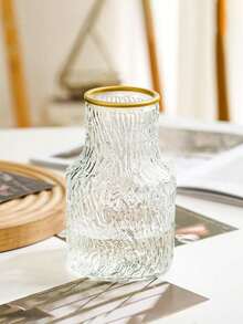 1 pièce Vase en verre à motif glaciaire transparent, vase à fleurs Ins, vase en verre vintage en gros pour fleurs fraîches, bambou chanceux hydroponique, vase en verre de style nordique. Convient pour la ferme, le salon, la salle à manger, le dessus de table, la bibliothèque, la décoration de centre de table, la décoration d'intérieur, le vase, le centre de table, la décoration de table, chef-d'œuvre de décoration d'intérieur, vase en verre transparent, vase à fleurs de décoration d'intérieur, décoration de chambre, décoration de table de salle à manger.