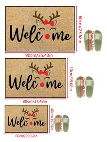 1 pieza Felpudo de bienvenida con diseño minimalista de ciervo sonriente navideño, estilo festivo para interiores y exteriores, antideslizante, lavable a máquina de fibra de poliéster, para cocina, comedor, pasillo, baño, dormitorio, exterior, entrada, decoración del hogar, decoración de habitación, todo el año - Amarillo - Ver 4