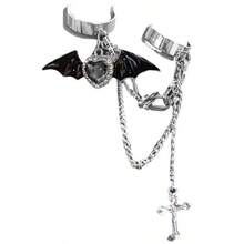 1pc Y2K Black Edgy Demon Wing Cross Ring, Niche Design Baddie Punk Goth Style New Full Finger Ring
