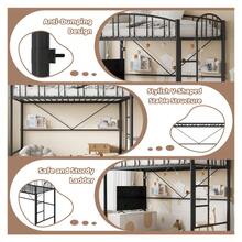 Tzou Twin Loft Bed Frame – Metal Space-Saving Bunk Bed With Arched Guardrail, Safety Ladder & 46.5" Underbed  – No Box Spring Needed(77.8"L X 41.7"W) - 黑色 - 查看 9