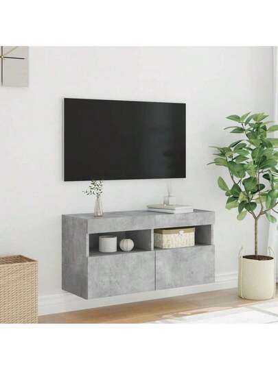 VidaXL TV Wand Unit LED Lighting 80x30x40 Cm Concrete Grijs view 5