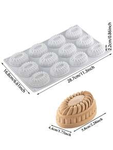 1pc Oval Cake Silicone Mold, Baking Chocolate Mold, Mousse Dessert Cake Mold - White - View 3