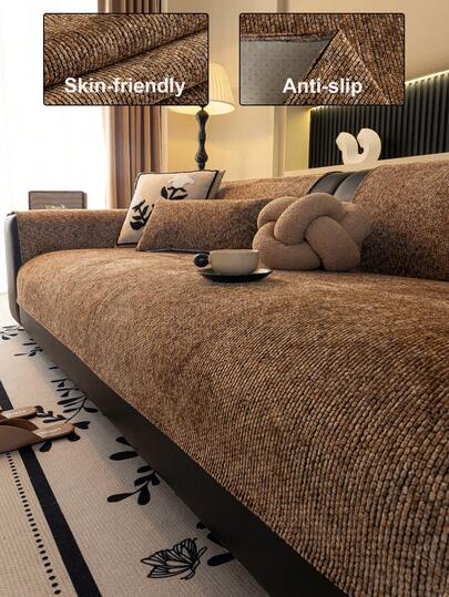 1 件纯色雪尼尔沙发垫套，简约星空图案沙发套，防滑防刮沙发保护套，适合所有季节的家居装饰，适合 1 座、2 座、3 座、4 座沙发