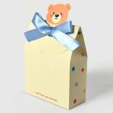 Customized Gift Box, Customized Text Name Logo, Small Bear Square Packaging Box, Party Gift Box, Birthday Gift Box, Pink Bow Knot, Polka Dot Packaging Gift Box, Customized Gift Box - Multicolor - View 9