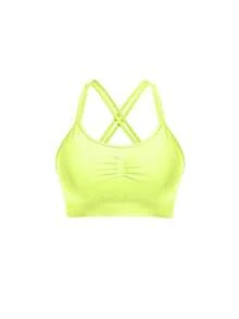 Sports Bras Plus Size Large-Sized Seamless Shock-Absorbing Sports Bra 3-Piece Set, Women's Shock-Absorbing Cross-Shaped Beautiful Back, Preformed Cup Gathering, Adjustable Shoulder Strap Yoga Bra, Black Pink Fluorescent Green - 黑色+粉紅色+黃色 - 查看 8