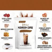 Mushroom Coffee Powder - Multiple Mushroom Extracts, Instant Coffee - Energizing And Hydrating, Improves Focus, Energy, Concentration, Cognition And Immunity, 100g - 彩色 - 查看 3