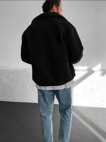 Men's Retro Old Money Style Sheepskin Zipper Jacket Simple Casual Warm And Versatile, Grunge, Fall/Winter