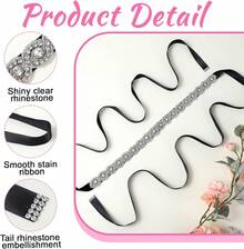 TIESOME Bridal Rhinestone Wedding Waist Belt, Handcrafted Bling Crystal Belts Adjustable Ribbon Belt For Women Jeans Dress - Màu be - Xem 5