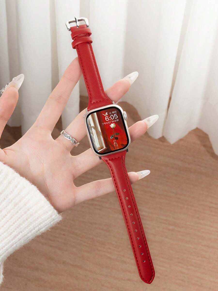 1条女士红色时尚替换腕带，经典设计，耐用PU皮革智能手表表带，兼容表带45/49/38/40/41/42/44/46mm，兼容 Series Ultra/SE 11/10/9/8/7/6/5/4/3/2/1，女士智能手表配件礼品