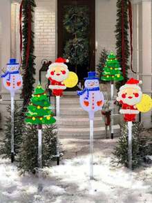 6pcs Solar Powered Christmas Garden Stake Lights - Solar Santa Claus, Snowman And Christmas Tree Design, 8 Lighting Modes, Indoor And Outdoor Garden Path Lights, Suitable For Christmas Walkway, Patio, Lawn, Path, Garden, Yard, Holiday Winter Decor, With Auto On/Off Light Sensor, Creative Decoration For Lawn And Yard, Perfect For Christmas!Christmas Decoration XMAS Decor Christmas Tree Gift Decor Thanksgiving Wedding Home Decor Home Decor Fall Decor Autumn Decor Birthday Decorations For Gifts Party Supplies Indoor Outdoor Garden Holiday Festival Decor Halloween Decor Wall Decor Halloween Ornaments