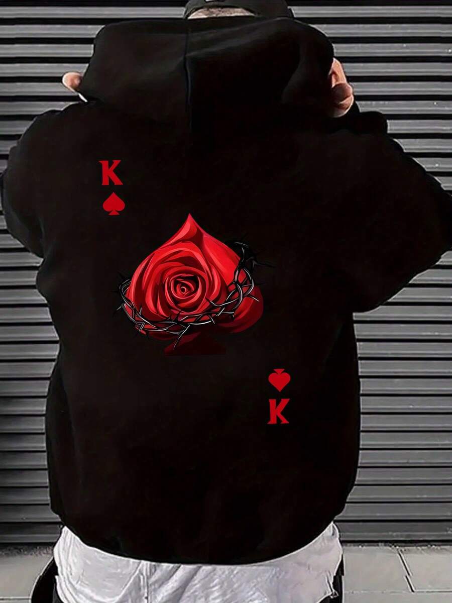 Sudadera con Capucha Nueva Primavera/Otoño Estampada - Negro - Ver 1