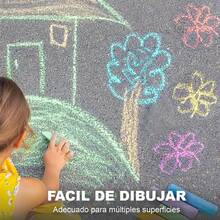 Caja 12 gises de colores antipolvo tizas pizarron redonda lavable no toxica aire libre dibujo escolares gises coloridos set 12 resistente lluvia lavable creatividad niños proyectos escolares señales pintura temporal segura no toxica - Multicolor - Ver 4