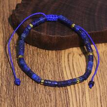 1 pieza Pulsera ajustable con cuentas y espaciador de oro de 4*2 de lapislázuli natural de estilo bohemio, adecuada para uso diario en todas las estaciones. Sirve como un regalo ideal que se cree que trae buena suerte y prosperidad. Además, es un elemento de moda imprescindible para la fotografía al aire libre.