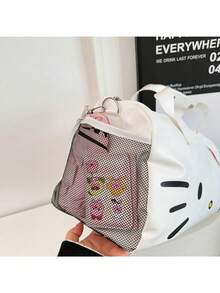 Sanrio 1 قطعة - حقيبة يد سعة كبيرة مزينة بشخصية هالو كيتي الكرتونية الكاواييي، حقيبة كتف لتخزين الألعاب، حقيبة تسوق للسفر كهدية (بعض الأجزاء قد تكون عشوائية)، حقيبة هالو كيتي الكرتونية الجميلة الكبيرة، حقيبة كتف، حقيبة عبر الجسم، جلد اصطناعي أسود، طراز قطة جميلة، حقيبة لياقة بدنية محمولة، حقيبة سفر عبر الجسم