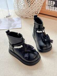 Botas cortas de princesa con decoración de lazo para niñas en otoño/invierno