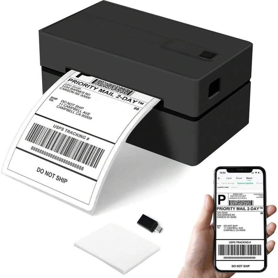 USB Shipping Label Printer - Y813 4x6 Thermal Label Printer For Small Business, High Speed Label Printers For Shipping Package, Used For Eb Ay, Ama Zon, Shop Ify, Etsy, US PS, FedEx - 黑色 - 查看 1