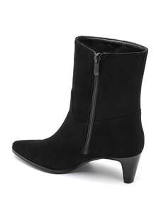 Bottines femme en daim à talon bas pointu – أنيقة ومريحة – نوير، مارون، كاكي، بوردو - الأسود - مشاهدة 4