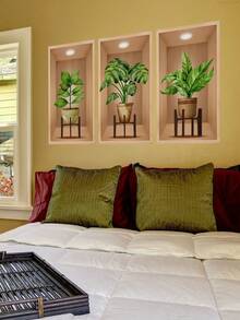 4pcs Tropical Leaf Pattern Wall Sticker, Posters, Stickers, Wall Art, Spring Decoration Items Refresh Your Home, Rama Decoration Stickers Gifts Birthday Graduation