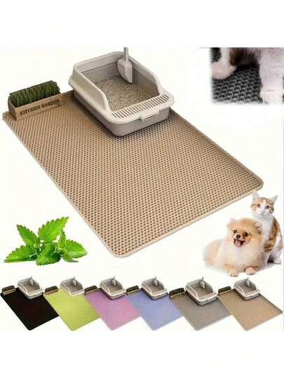 2-Layer Cat Litter Mat With Waste Collection - Easy To Clean Solid Surface, Open Grid Design For Odor Control - Compatible With Scoop - All-In-One Floor Protector For Cats, Kittens And Pets, Cat Litter Mat, Pet Hygiene Solution, Modern Pet Accessory, High-Quality Pet Product, Easy-To-Clean Material, Ideal For Cat Owners