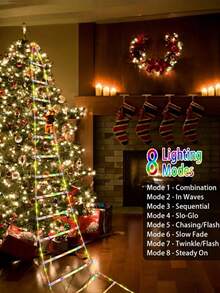 1pc Christmas Santa Claus LED Stair Light - 3 Meters Long 12-Level Multi-Color Stair Decor, Multicolor Lighting, USB Powered, 8 Flashing Modes, Durable Plastic Indoor/Outdoor Holiday Party Decor, No Battery Needed, Suitable For Home, Garden, Window And Party