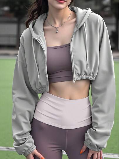Women's Lightweight Hooded Windbreaker Jacket, Thin Outdoor Casual Short Jacket, Autumn/Winter