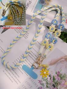 2026新年礼物斜挎手机挂绳，情人节针织挂绳，雏菊马尾辫设计，手工编织，ins风，户外旅行，徒步，防丢，耐用 - 彩色 - 查看 13