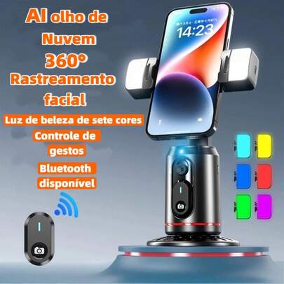 Selfie Stick Tripod 360° AutoFace Tracking,Pan-Tilt,controlador destacável para transmissão ao  vivo e selfie led SLF-02