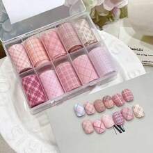 10 色蕾丝花朵指甲饰贴纸 DIY 艺术哥特式深色美甲装饰贴纸转印纸指甲配件，新年郁金香小花星空贴纸，适合美甲沙龙和个人用户作为盒装指甲装饰（不含粘合剂）适合女士和女孩的节日礼物 - 彩色 - 查看 15